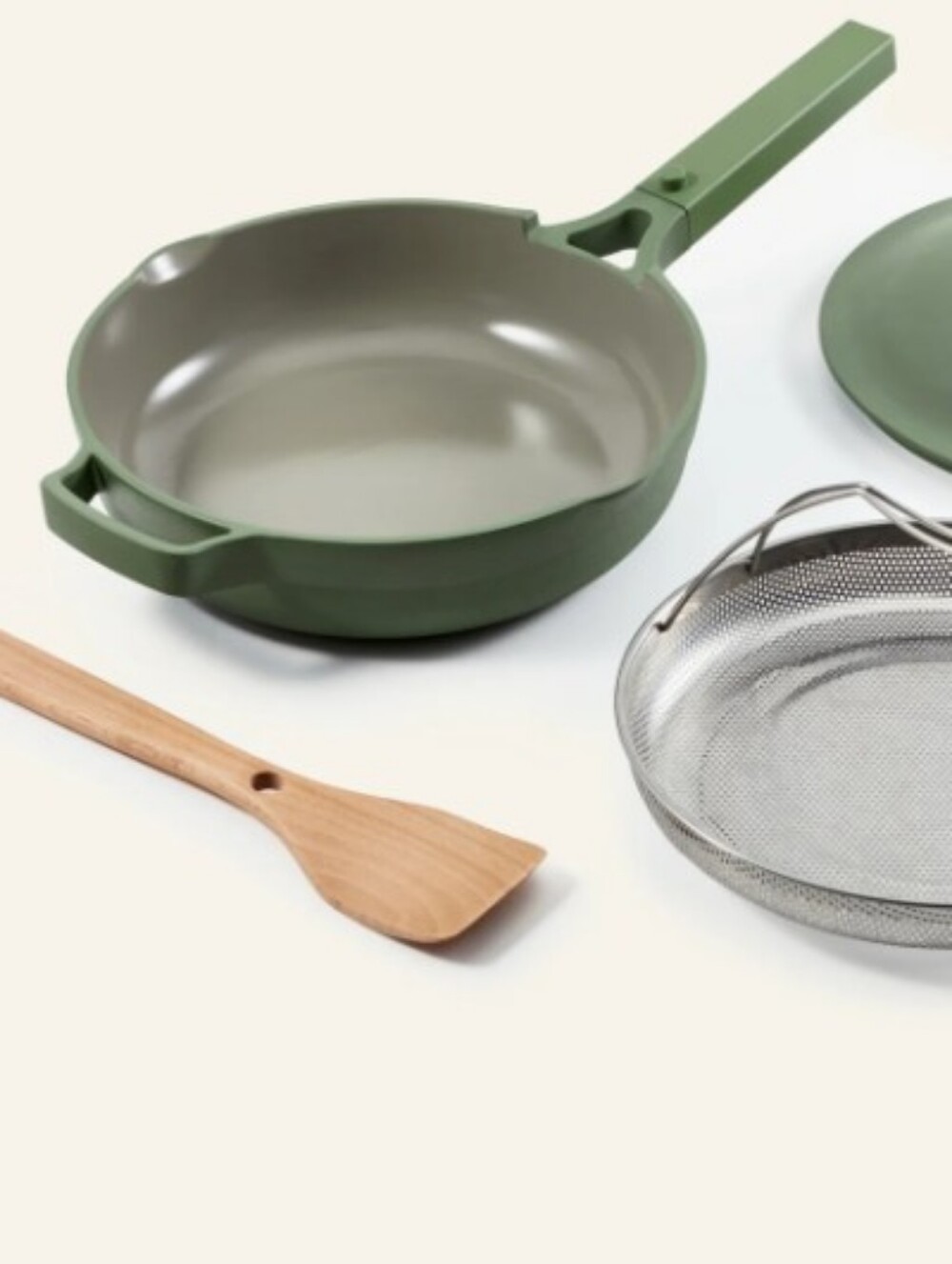Our Place Always Pan 2.6qt/2.46l, 10.5" Sage Green w/ 1 Hot Grip & Xtra Spatula